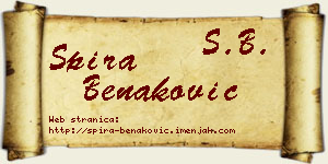 Spira Benaković vizit kartica